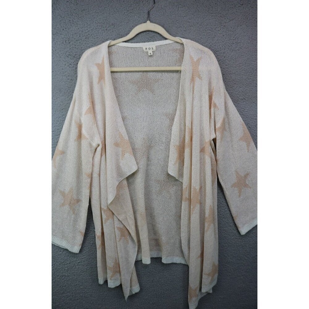 POL Long Open Front Cardigan-Small-Stars-Oversized-Boho-Long Sleeves-Hippie